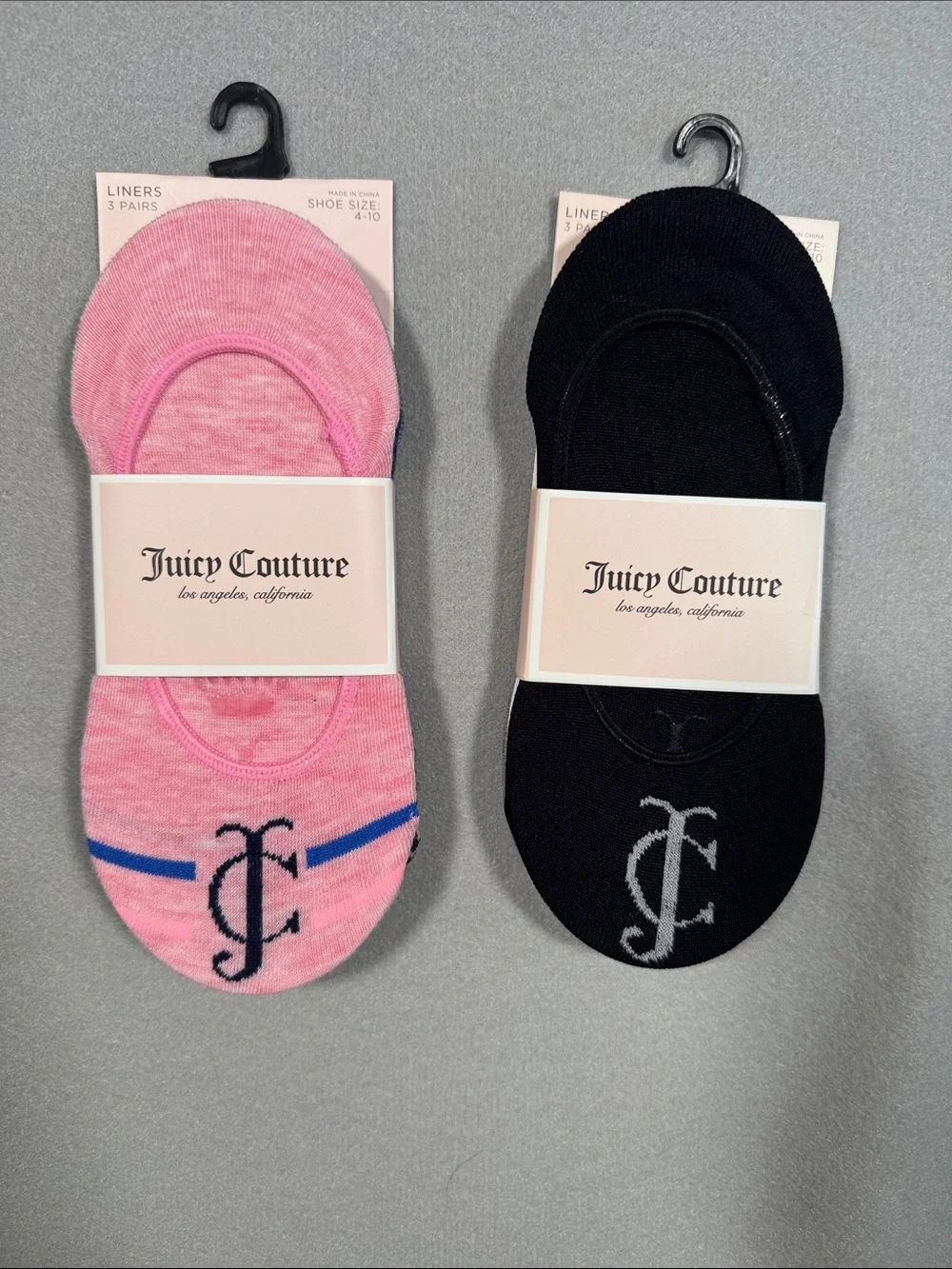 Juicy Couture No-Show Liner Socks in Pink & Black (2-Pack)
